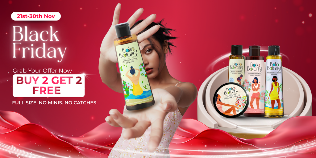 Buy 2 Get 2 sale on shower oils, body washes, sugar scrubs, body toners, body lotions, body oils on black friday. 