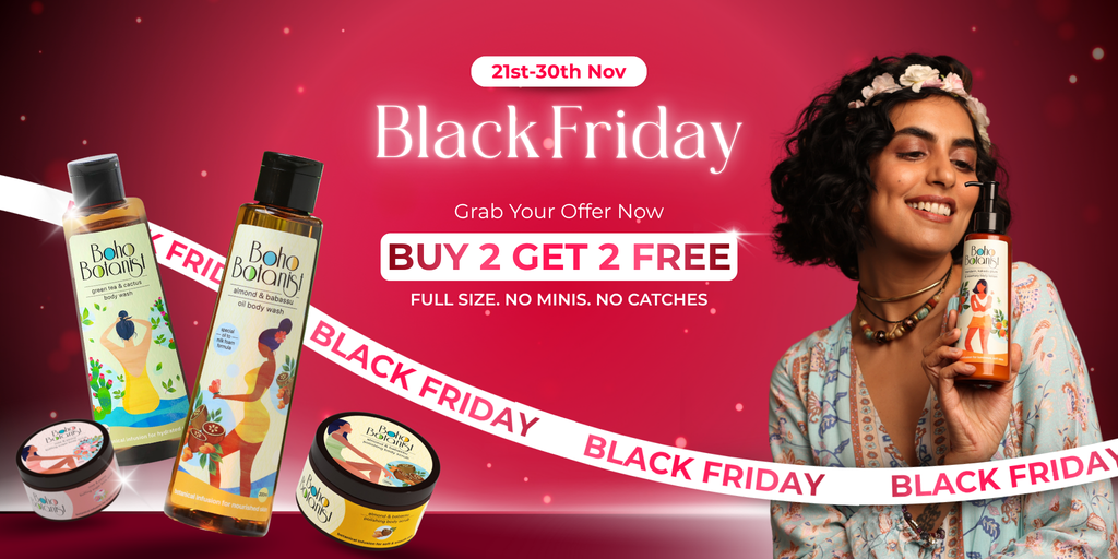 Buy 2 Get 2 sale on shower oils, body washes, sugar scrubs, body toners, body lotions, body oils on black friday. 