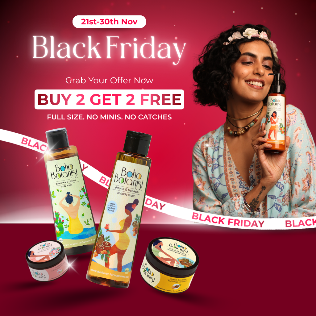 Buy 2 Get 2 sale on shower oils, body washes, sugar scrubs, body toners, body lotions, body oils on black friday. 