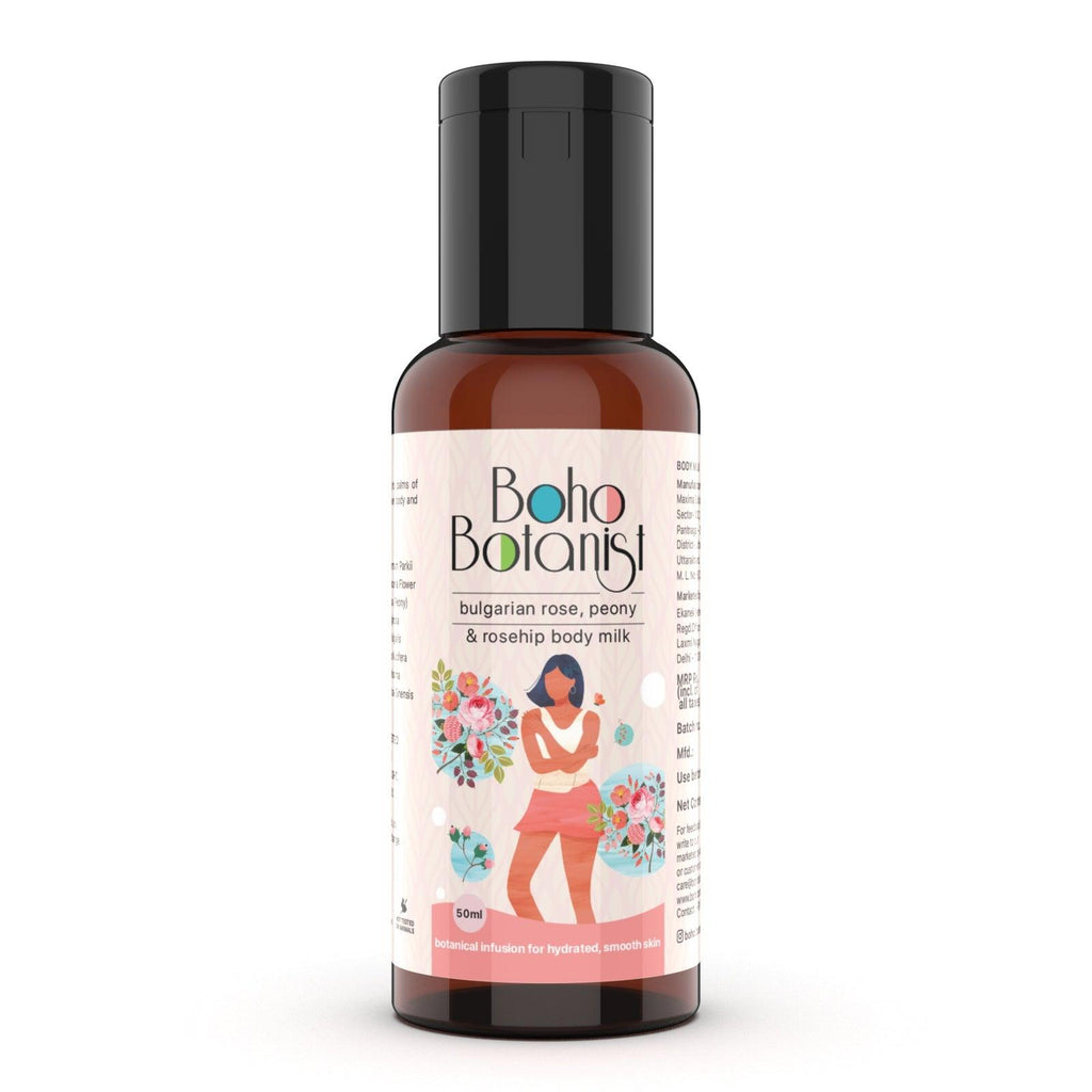 Bulgarian Rose, Peony & Rosehip Body Milk 50ml - Boho Botanist