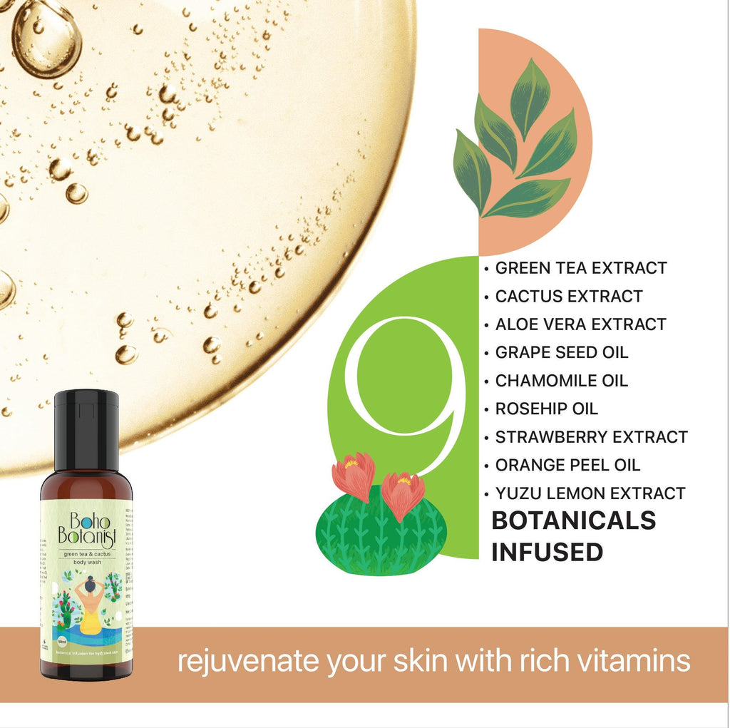 Green Tea & Cactus Body Wash 50ml - Boho Botanist